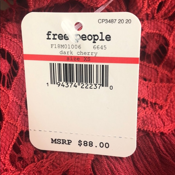 FREE PEOPLE Adella Lace Mini Dress Dark Cherry - Picture 12 of 14